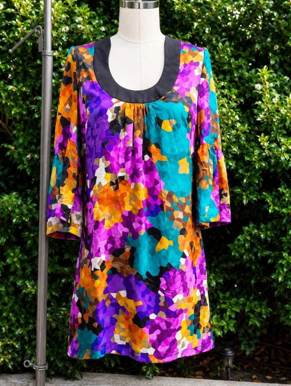 Trina Turk Silk Abstract Print Tunic Dress Size 6 Geometric USA Made